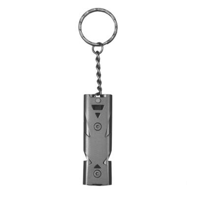 

High Decibel Stainless Steel Double Pipe Outdoors Survival Whistle Keychain