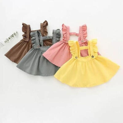 

Toddler Baby Kids Girl Strap Suspender Skirt Overalls Dress Outfit Clothes 0-5T