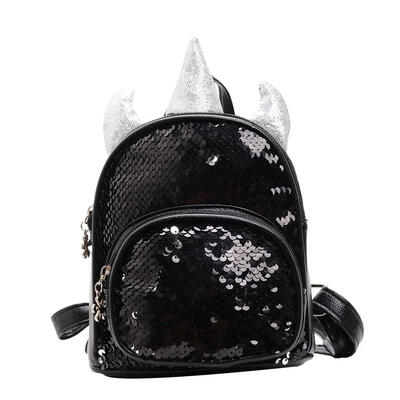 

Cute Horn Decor Travel Backpacks Kids School Bags Sequins Leather Rucksack