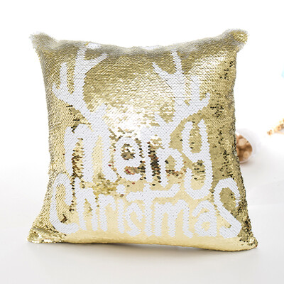

Tailored Merry Christmas Color Glitter Sequins Throw Pillow Case Cafe Home Decor Cushion
