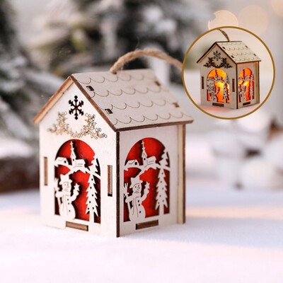 

Christmas LED Luminous Small Wooden House Decoration For Home Hanging Decoration