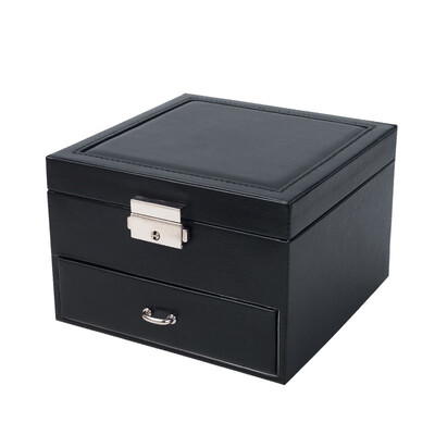 

Portable Jewelry Organizer Case Two-tier Storage Case With Mirror Jewelry Storage Box