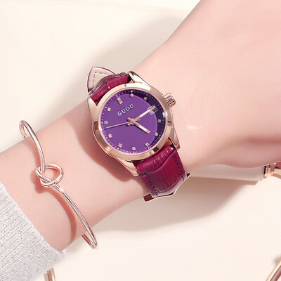 

Strap simple watch quartz rhinestone scale calendar Europe&America Fan ladies watch