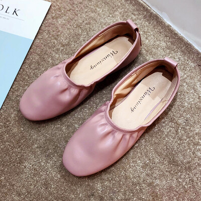 

Single-shoe womens shallow flat-soled shoes Korean version of Baitie Grandmas shoes Chic comfortable pregnant womens foot pedal