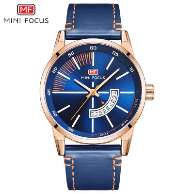 

MINI FOCUS MF0132G Man Quartz Watch Calendar Noctilucent Waterproof Leather Band Male Wristwatch