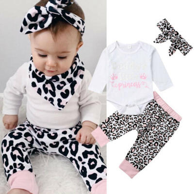 

Newborn Baby Girls Clothes Long Sleeve RomperLeopard Leggings Pants Outfits Set