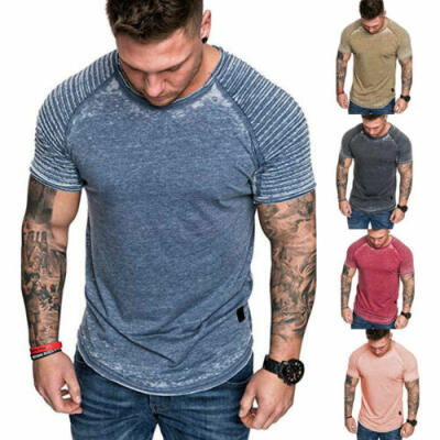 

Fashion Mens Casual Muscle Tee T-shirt Tops Slim Fit O Neck Short Sleeve Blouse