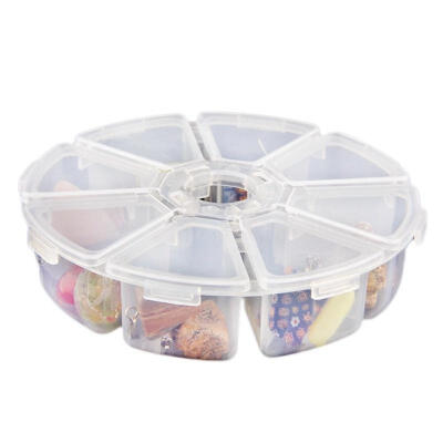 

8 Slots Useful Convenient Storage Box Case Organizer Display Jewelry Bead Cosmetic Clear Round