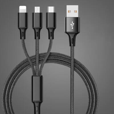 

USB Cable For IPhone  X 8 7 6 Charging Charger 3 In 1 24A Micro USB Cable Type-C Mobile Phone Cables For Samsung S8