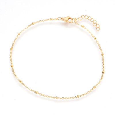 

304 Stainless Steel Cable Chain Anklets Golden 9-14"235cm 17mm