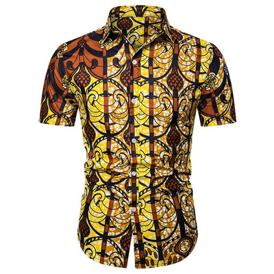 

Tailored Mens Summer New Style Hawaiian Printed Short-Sleeved Shirt Fashion Blouse Top