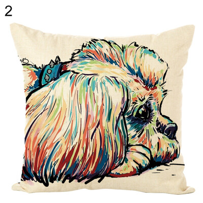 

45x45cm Colored Painting Dog Throw Pillow Case Cushion Cover Sofa Bed Decor