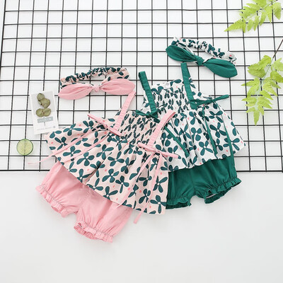 

Little-Seven Baby Summer Girl Floral Scrap Dress Set Outer Shorts Two-Piece Set 6673