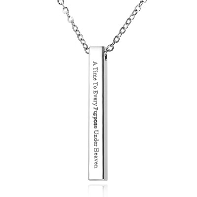 

Custom Personalized Vertical Bar Necklace Four Sides Engraved Date Name Pendant Necklace for Women Men Birthday Anniversary Gift