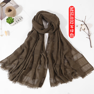 

Spring new cotton&linen national wind solid color hollow scarf foreign trade Sen literary wind lady shawl