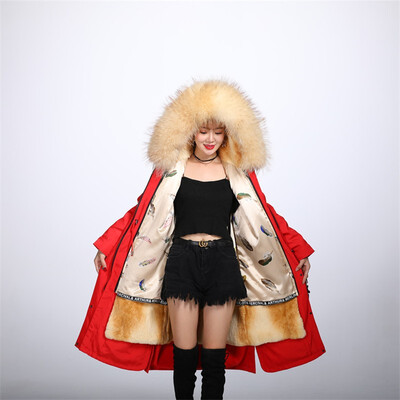 

QIU YAN sent over the new winter stars rabbit fur long paragraph Parker coat female fur coat 9329