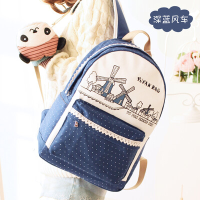 

Canvas backpack Korean girls heart travel backpack cute Mori leisure high school students schoolbag female junior high school stud