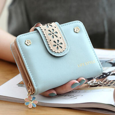 

Simple Square Cute Lady Wallet Folding Hollow Out Short Paragraph Small Wallet Mini Coin Card Holder Purse Handbag