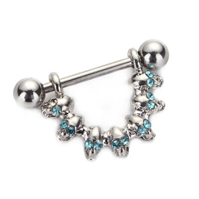 

Skull Gem Dangle Nipple Piercing Bar Ring Shield