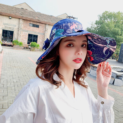 

Hat female summer big edge cover face foldable sun hat Korean spring&autumn outdoor versatile sun proof fisherman hat Japanese