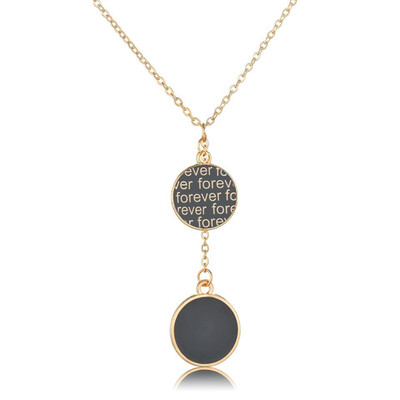 

Forever Double Round Pendants&Necklace For Women Korean Trendy Design Simple Style Handmade Wedding Jewelry Necklace
