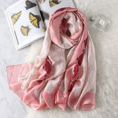 

Spring new elegant ladies simulation silk scarf female holiday seaside travel scarf sunscreen summer shawl