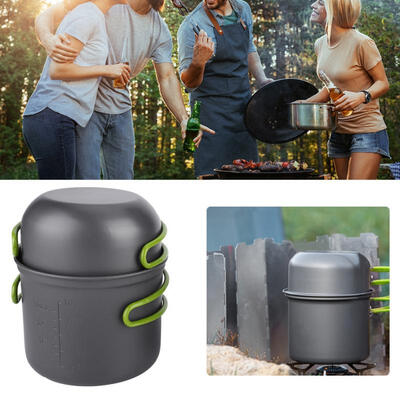 

Greensen Outdoor Portable Cookware Kit Pot Pan Bowl Spoon Camping Hiking Hunting Accessory