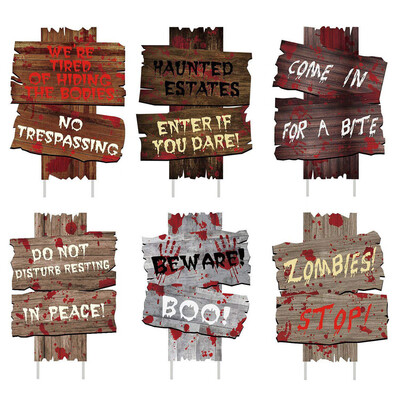 

Siaonvr Pack of 6 Halloween Yard Signs Stakes Props Outdoor Decor Scary Graves