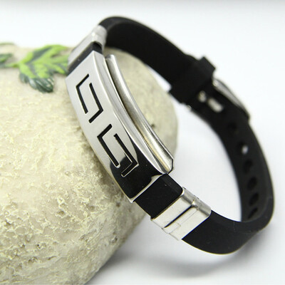 

Women Supplies Punk Individual Vintage Bracelet Steel Wristband Creative Black Punk Rubber Fashion Jewelry