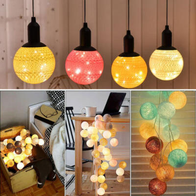 

10 LEDs Cotton Ball Fairy String Decorative Lights Battery Operated Decor Lamp