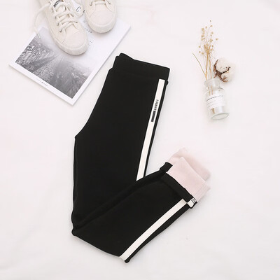 

Winter 2018 new product add thick cotton side edge white strip show thin size leggings warm pants