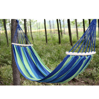 

240x150CM Double Person Hammock Canvas Camping Hammocks Wooden Stick Prevent Rollover Bar Garden Camping Swing Hanging