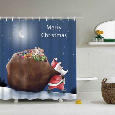 

〖Follure〗Christmas Gift Boxes In Snow Bathroom Shower Curtain Waterproof Fabric &12 Hooks