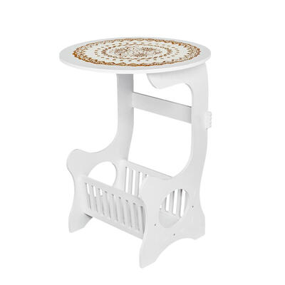

Bedside Table With Storage Modern European Style White Rack Round Coffee Tea Table