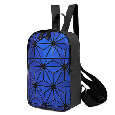 

Laser Plaid Print Backpack Women Girls PU Leather School Travel Knapsack