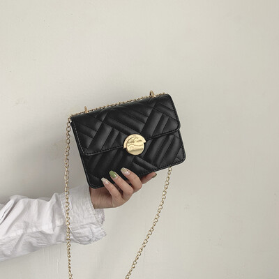 

Simple fashion casual shoulder bag female 2019 new foreign style texture chain Messenger bag wild embroidery line small square bag