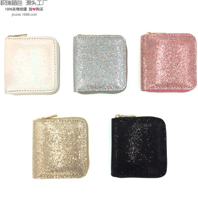 

New European&American trend Glit fashion womens short wallet childrens bag wallet purse