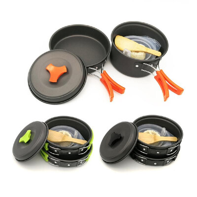 

Cross-border exclusive explosions DS-200 outdoor portable camping pot 1-2 people picnic barbecue pot tableware Orange handle spot