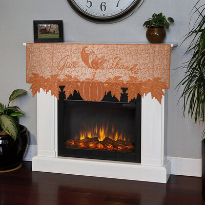 

Tailored Pumpkin Lace Fireplace Cloth Pumpkin Maple Leaf Orange Spice Fall Thanksgiving