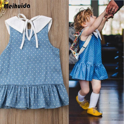 

Toddler Kids Girls Sleeveless Dot Summer Pageant Party Dress Sundress