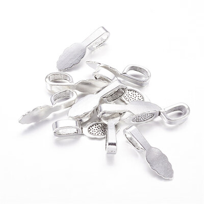 

PH PANDAHALL 50 Pcs Tibetan Style Alloy Glue on Flat Pad Bails Leaf Shape Pendants Charms Connector