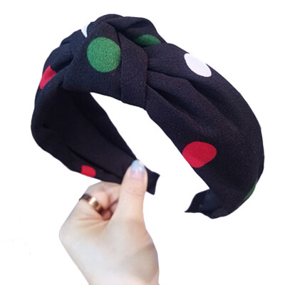 

Knot Turban Polka Dot Headband Elastic Hairband Hair Accessories For Girls No Slip Stay Hair Band