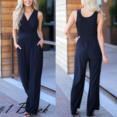 

Womens Bodycon Playsuit Party Jumpsuit Romper Wide Leg Long Trousers Pants Clubwear Summer