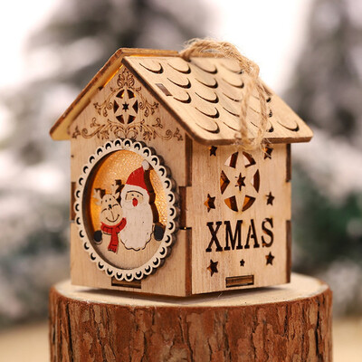 

〖Follure〗LED Light Wood House Cute Christmas Tree Hanging Ornaments Holiday Decoration