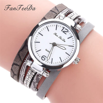 

High Quality Womens Watches Exquisite Dial Ladies Fashion Quartz Wristwatch Leather Winding Bracelet Clock Relogio Feminino