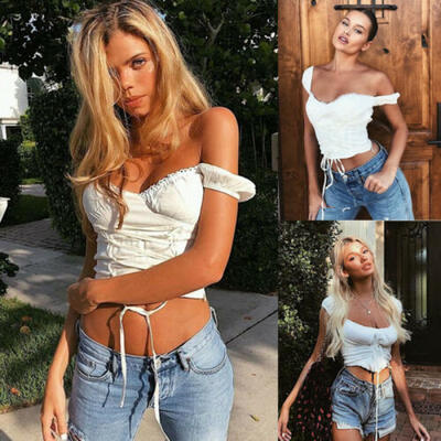

Hot Women Casual Off Shoulder Tank Top Vest Blouse Sleeveless Crop Tops Shirt