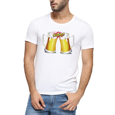 

Toponeto Men Beer Festival Letter Printed Pattern Casual Fashion Lapel Short Sleeve Shirt