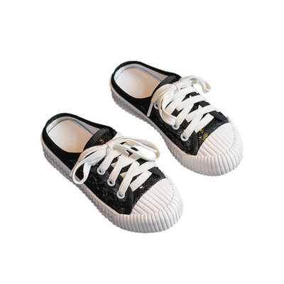 

Spring Autumn fashion Children Breathable Anti-Slip Sequin Canvas Sneakers Soft Soled Half Drag Casual Shoes