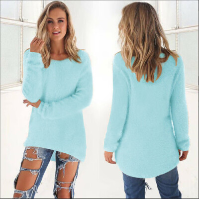 

Womens Fluffy Sweater Jumper Long Sleeve Ladies Sweatshirt Pullover Blouse Tops