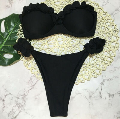 

Sexy Women Strapless Lace Swimwear Padded Push-up Swimsuit Beachwear Bikini Set